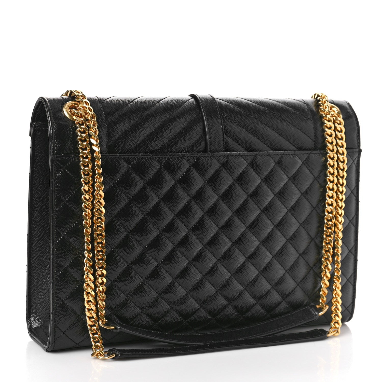 Saint Laurent Grain De Poudre Textured Mixed Matelasse Large Triquilt Monogram Satchel Black 3 of 11