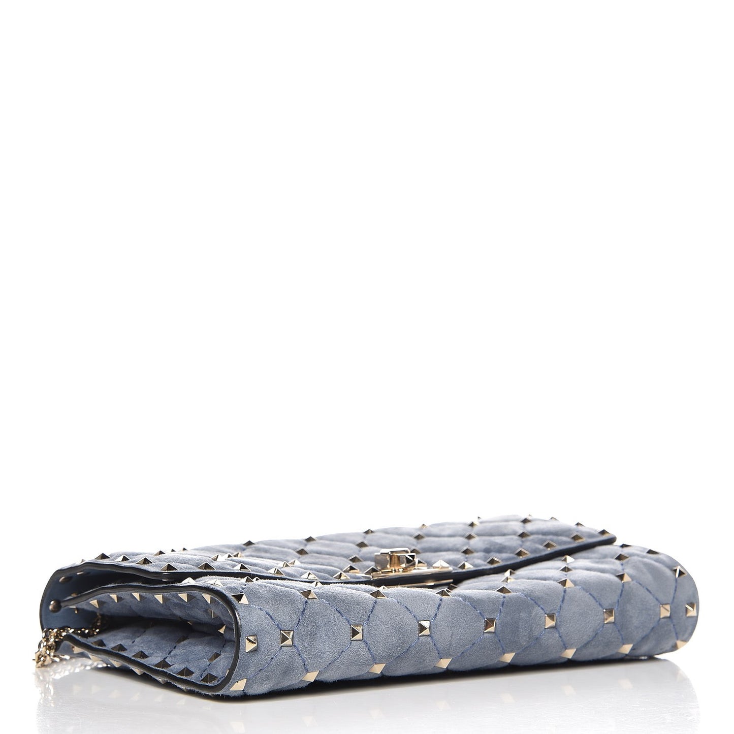Suede Rockstud Spike Wallet on Chain Bright Blue
