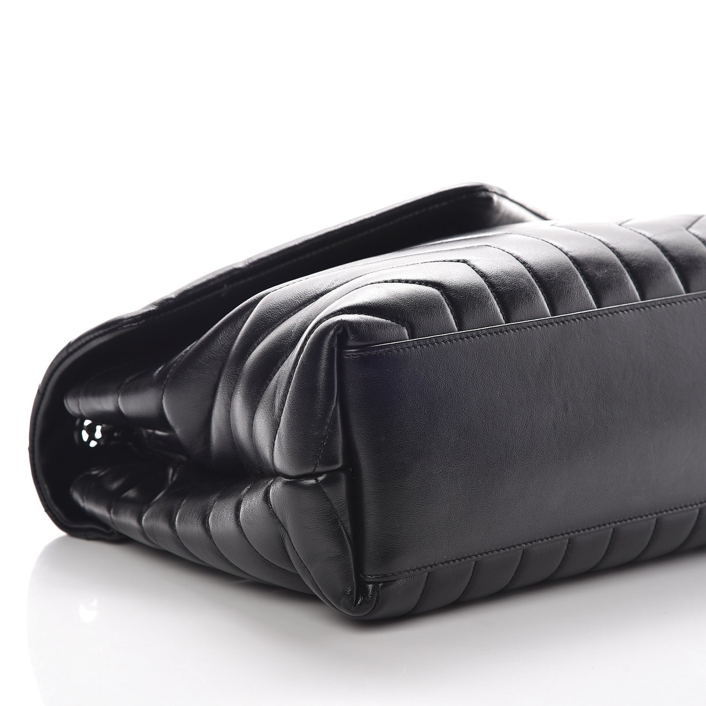 Calfskin Y Quilted Monogram Medium Loulou Chain Satchel Black