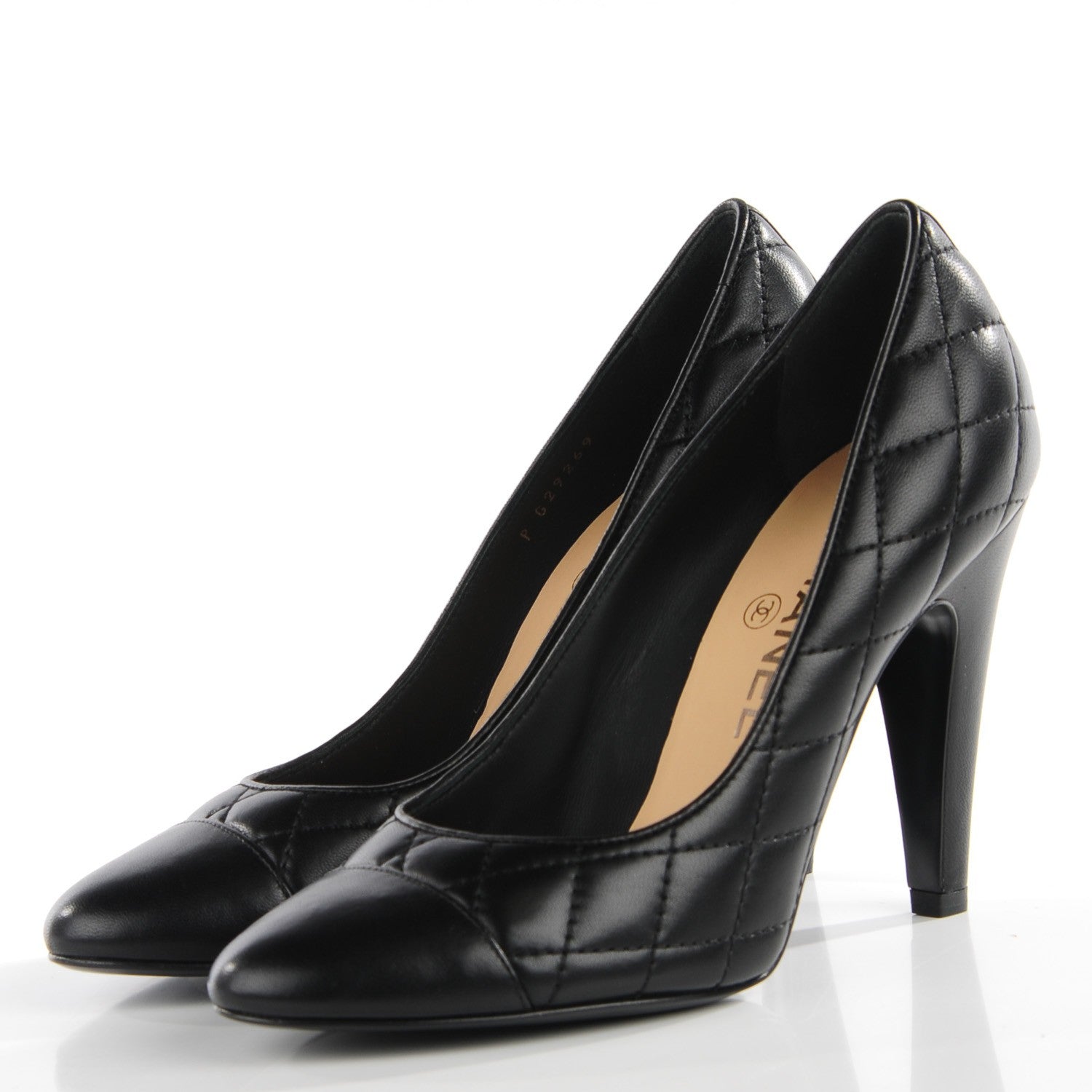 Chanel Lambskin Quilted CC Cap Toe Pumps 37 Black 3 of 8