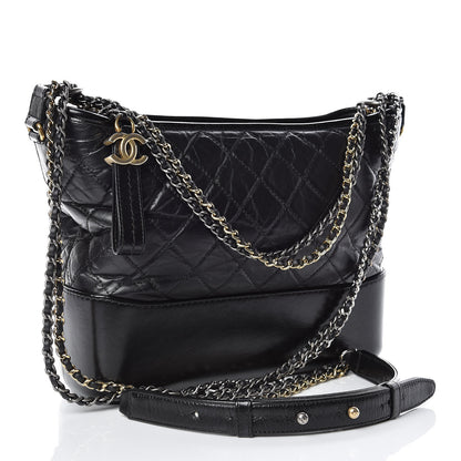 Chanel Aged Calfskin Quilted Medium Gabrielle Hobo Black 3 of 10