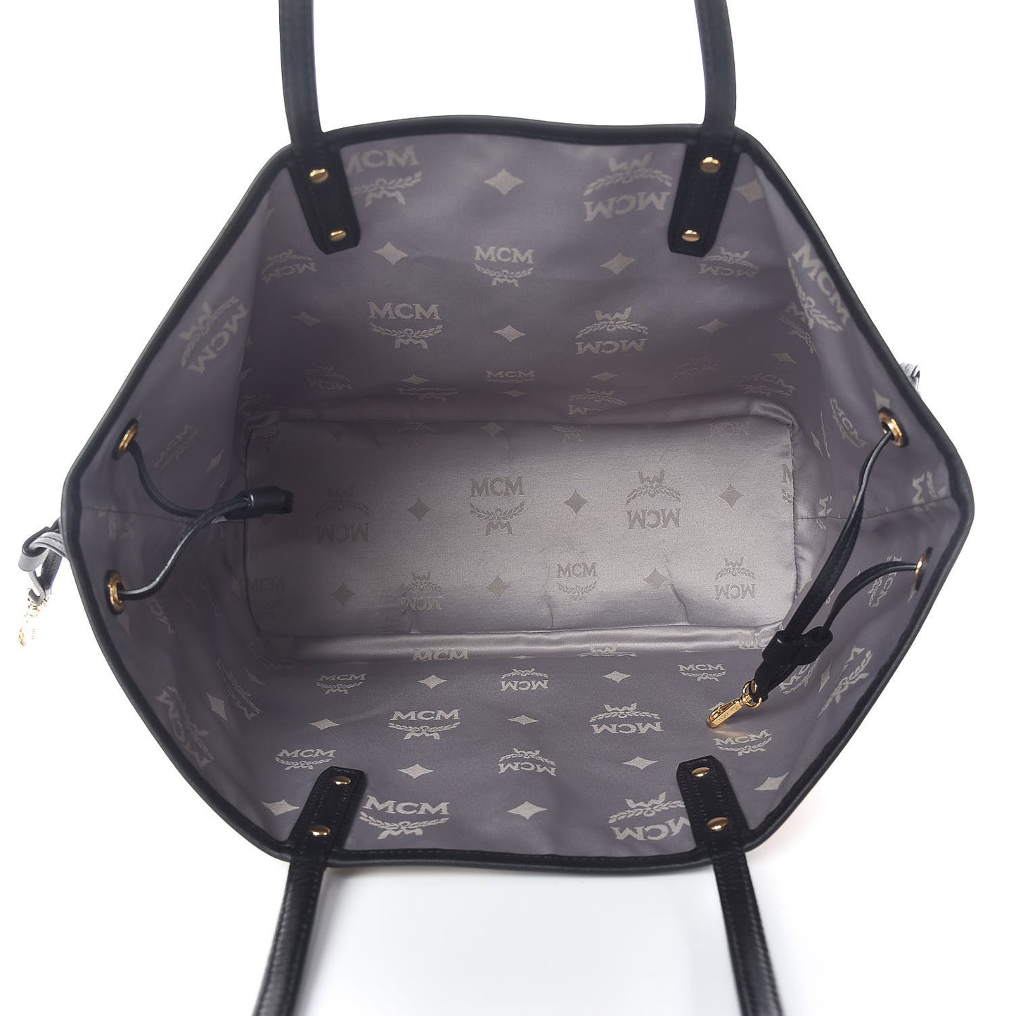 Striped Visetos Medium Shopper Tote Beige Black