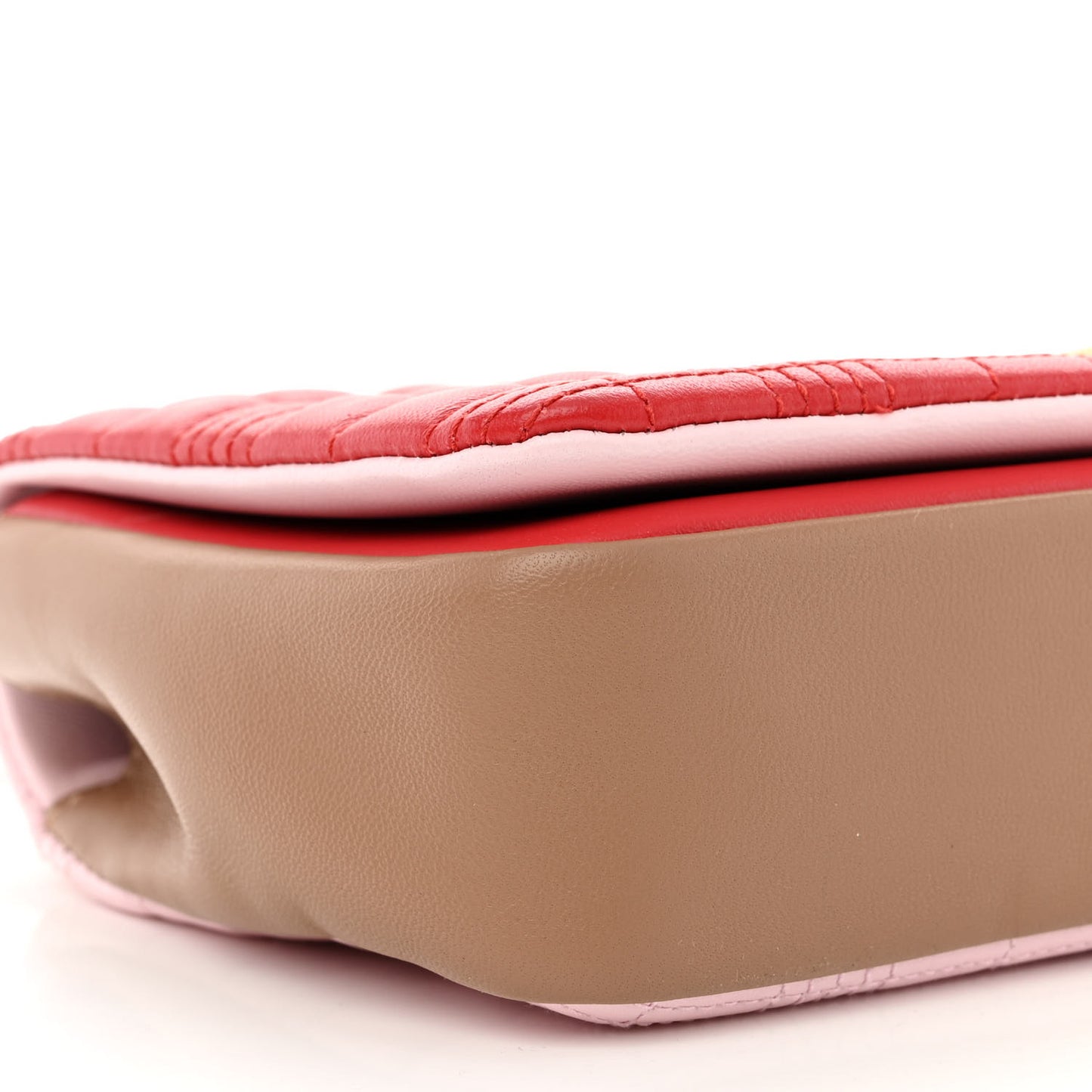 Lambskin Quilted Small Lola Bag Bright Red Pink Tan