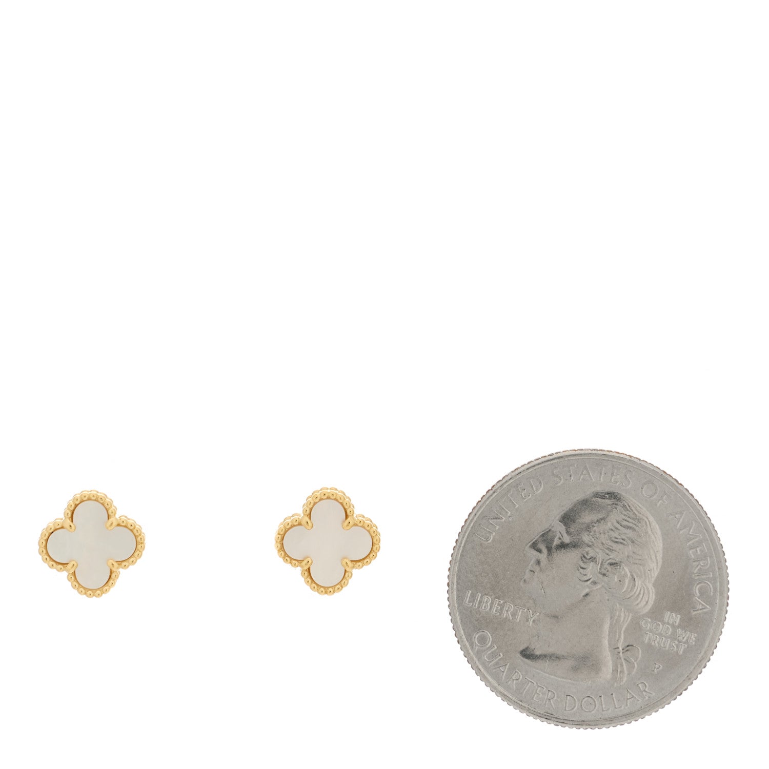 Van Cleef & Arpels 18K Yellow Gold Mother of Pearl Sweet Alhambra Earrings 2 of 6