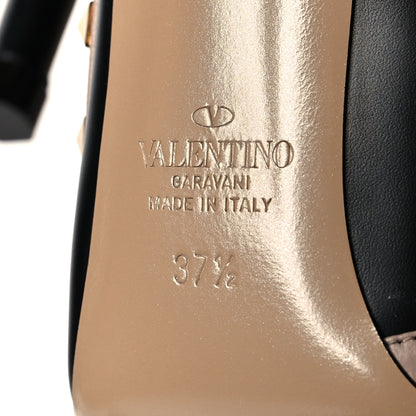 Valentino Garavani Calfskin Rockstud Ankle Strap 100mm Pumps 37.5 Black Poudre 6 of 9