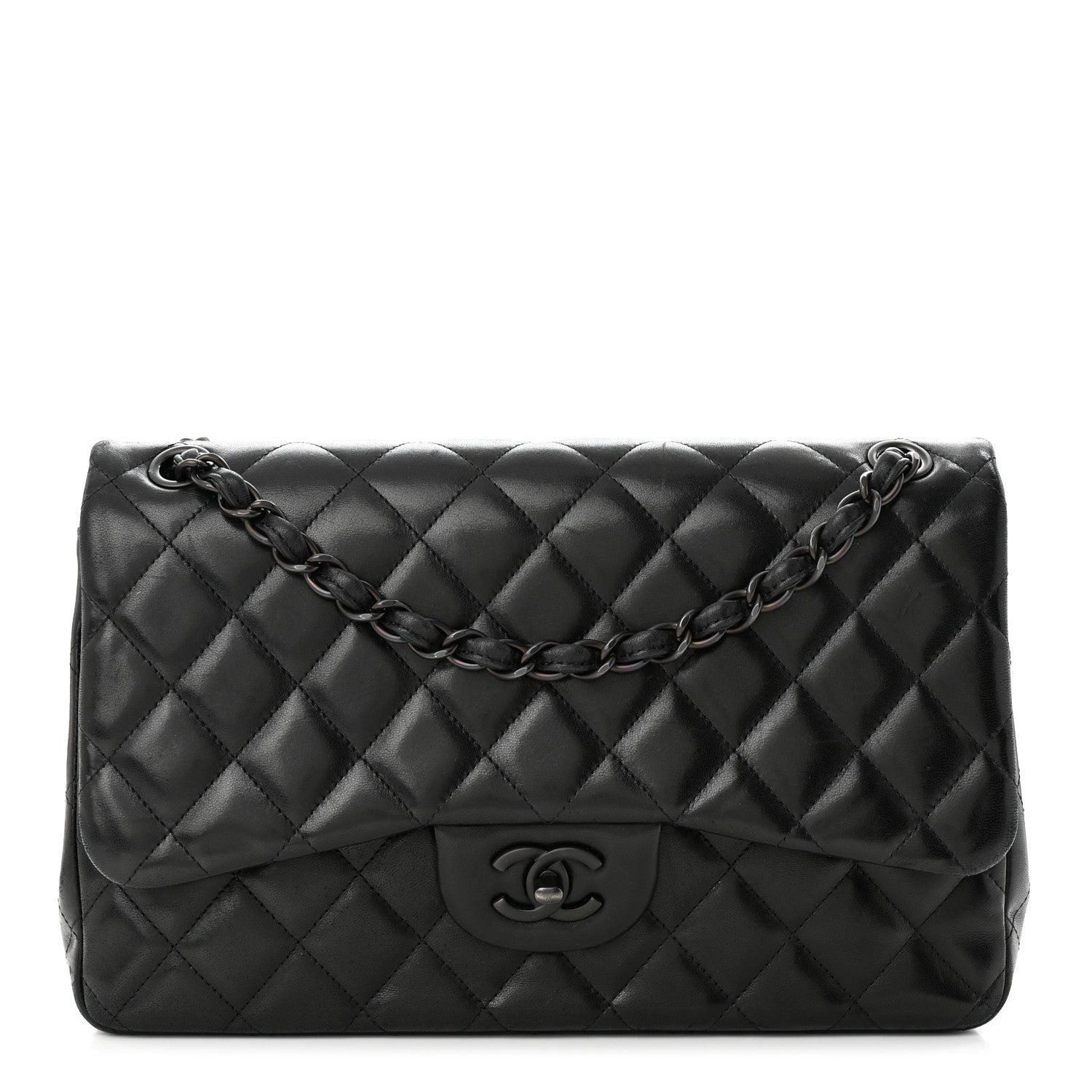 Chanel Lambskin Quilted Jumbo Double Flap So Black 1 of 14