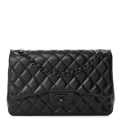 Chanel Lambskin Quilted Jumbo Double Flap So Black 1 of 14