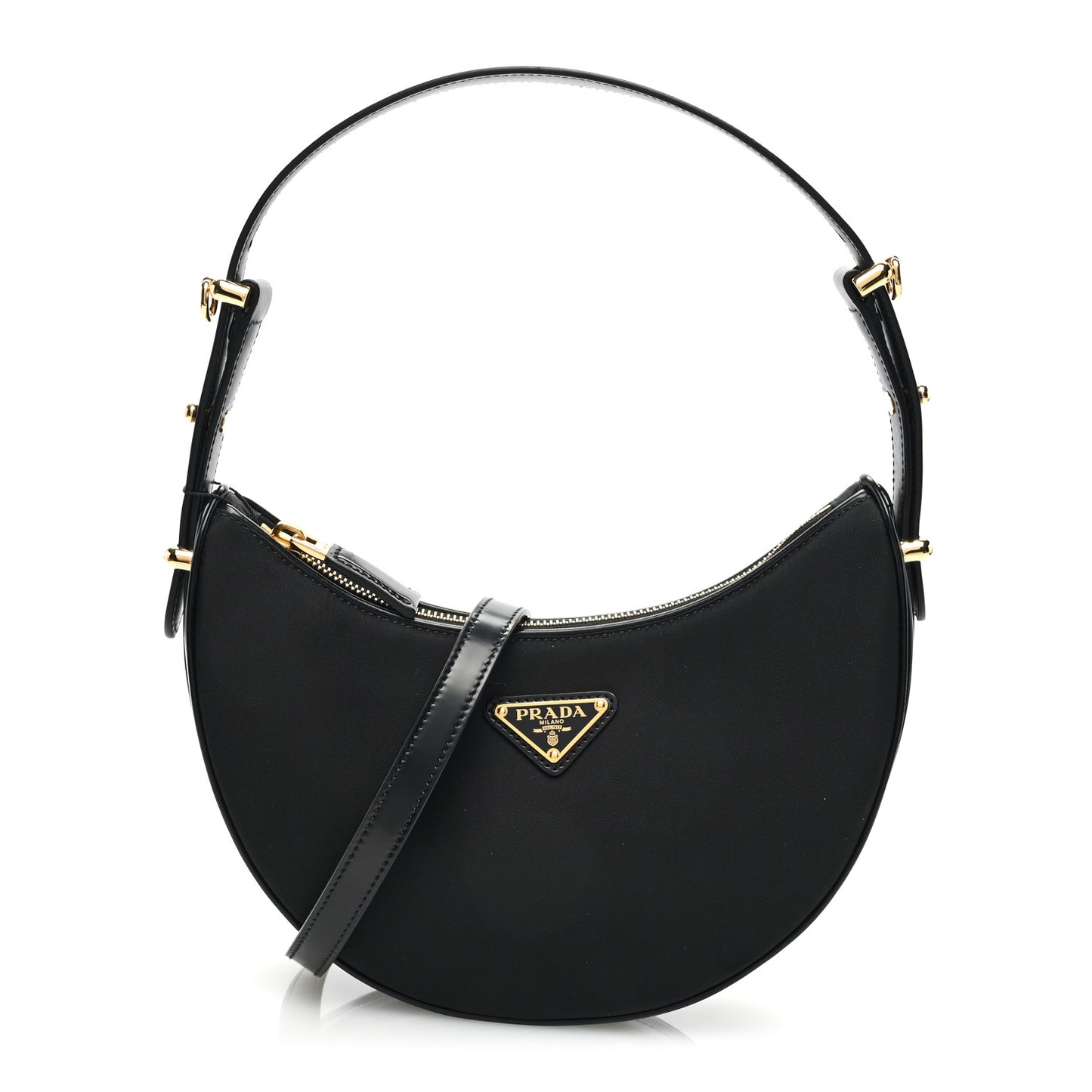 Re-Nylon Spazzolato Small Arque Shoulder Bag Black