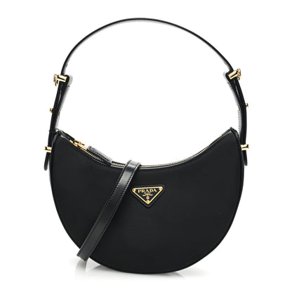 Prada Re-Nylon Spazzolato Small Arque Shoulder Bag Black 1 of 9