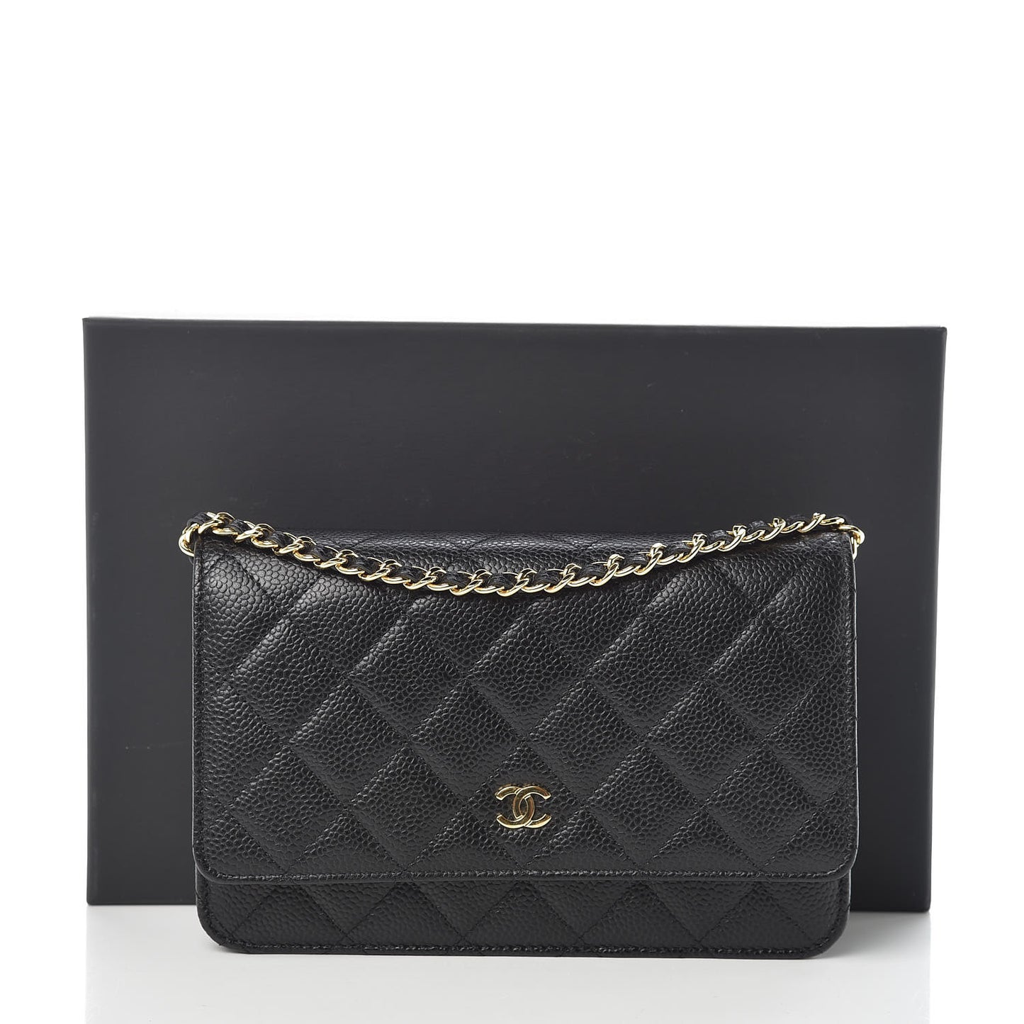 Caviar Quilted Wallet On Chain WOC Black