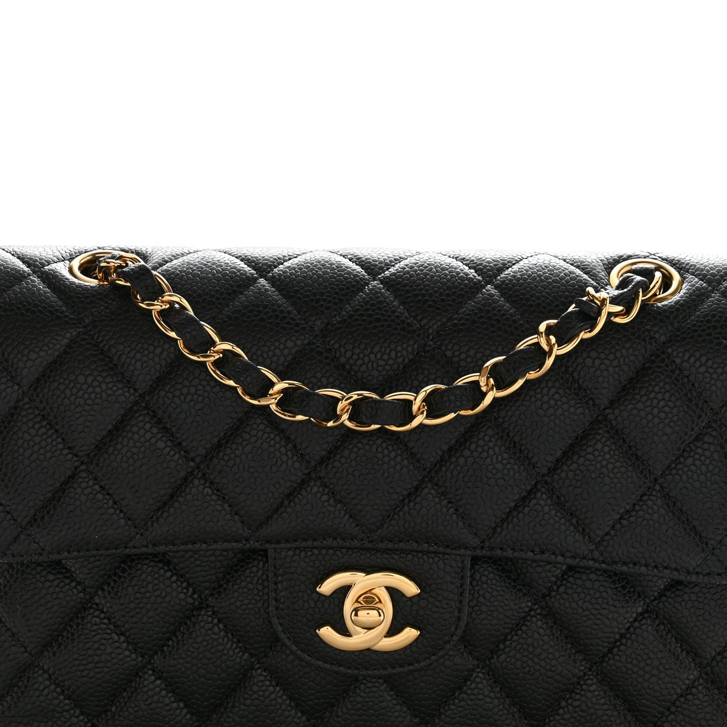Caviar Quilted Small Double Flap Black