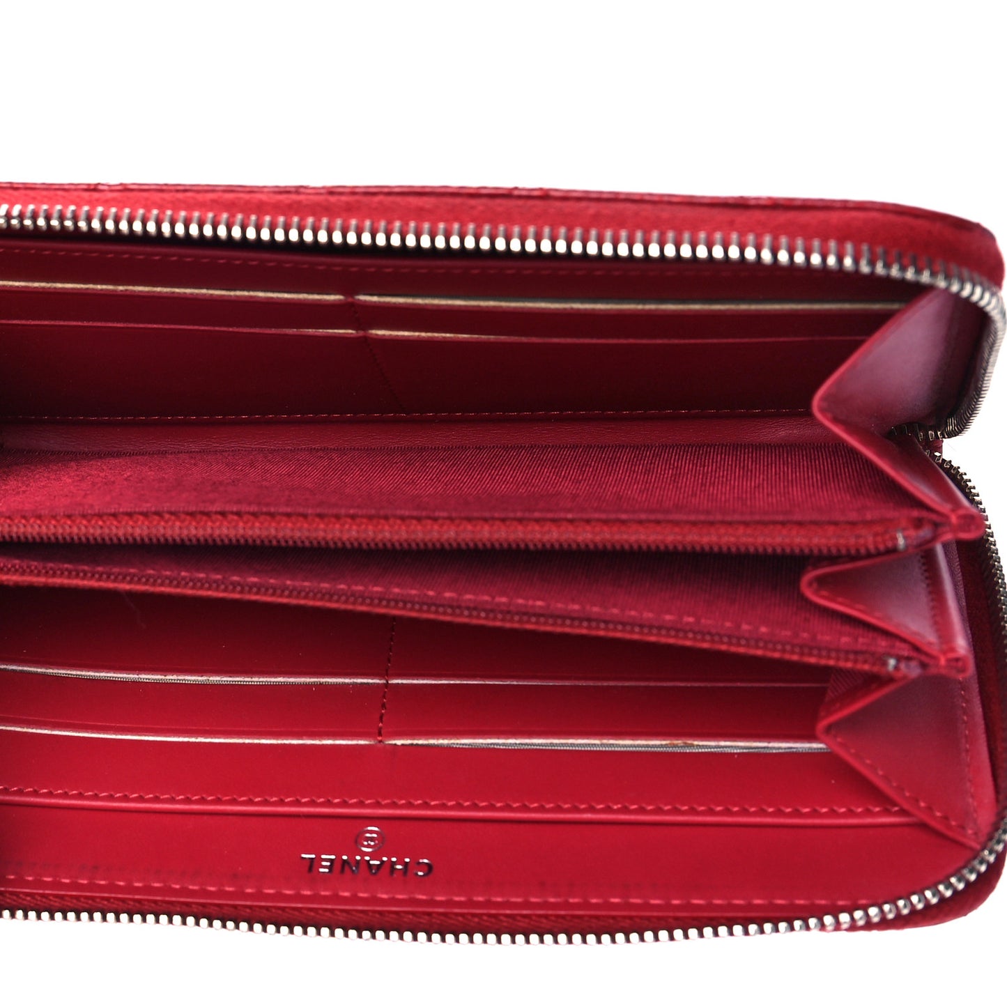 Caviar Quilted Large Gusset Zip Around Wallet Red