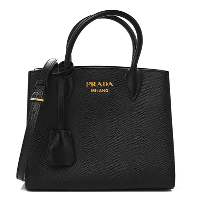 Prada Saffiano Cuir Mini Tote Black Fuoco 1 of 9