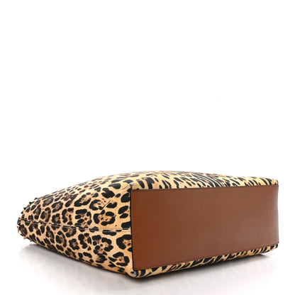 Valentino Garavani VALENTINO GARAVANI Canvas Nappa Leopard Print Rockstud Tote Brown 4 of 10