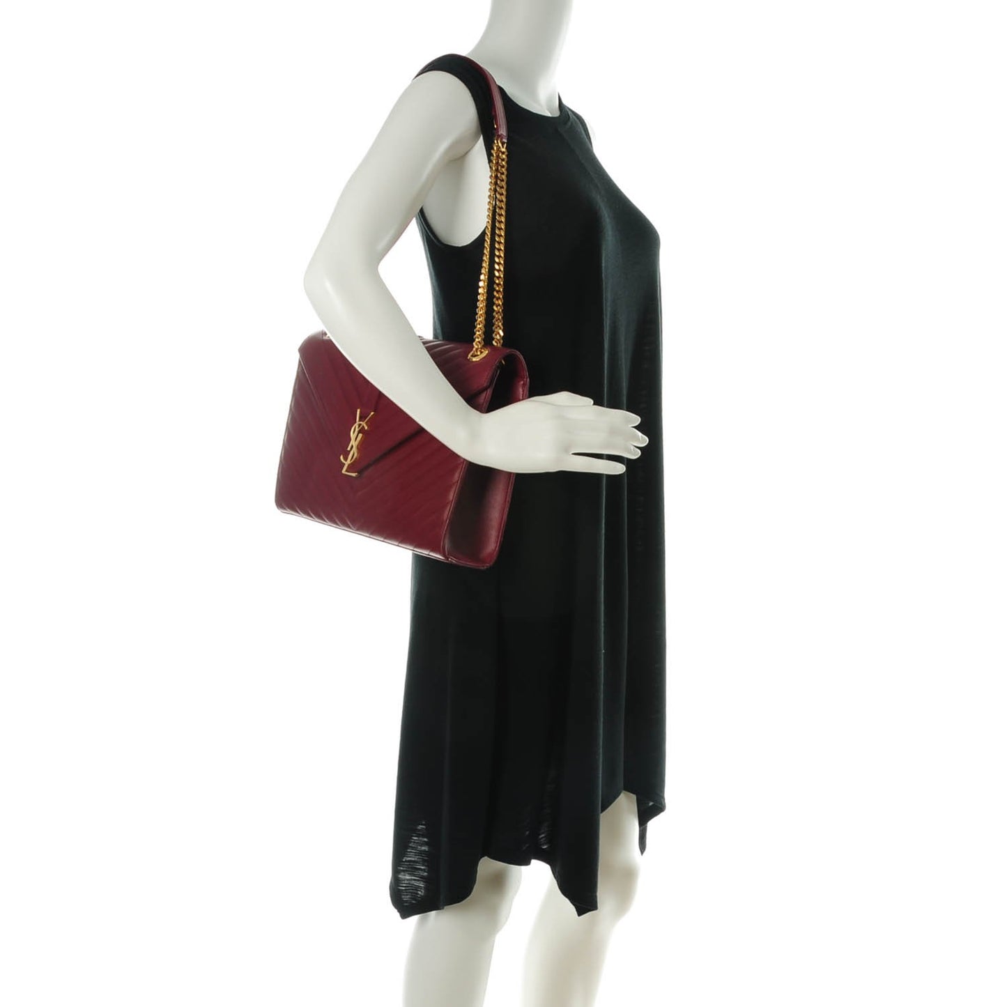 Grain De Poudre Matelasse Chevron Large Monogram Satchel Oxblood