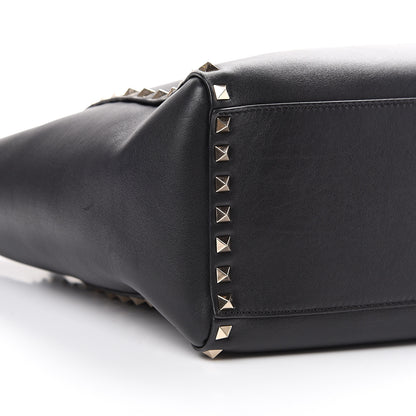 Valentino Garavani Vitello Rockstud Double Handle Tote Black 7 of 11