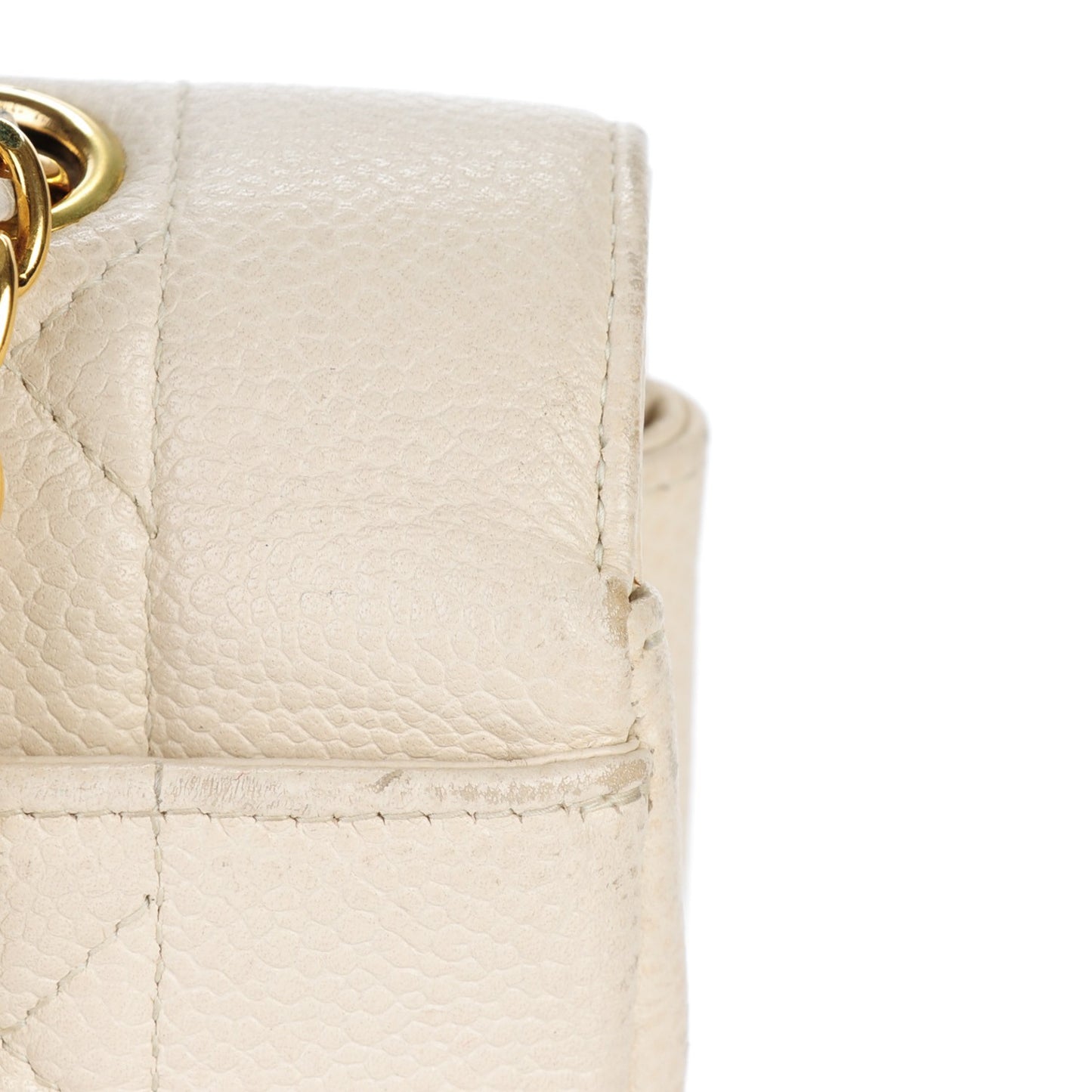 Caviar Quilted Medium Single Flap Beige Clair