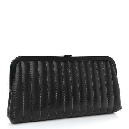 Chanel Lambskin Vertical Quilted Mademoiselle Clutch Black 3 of 8
