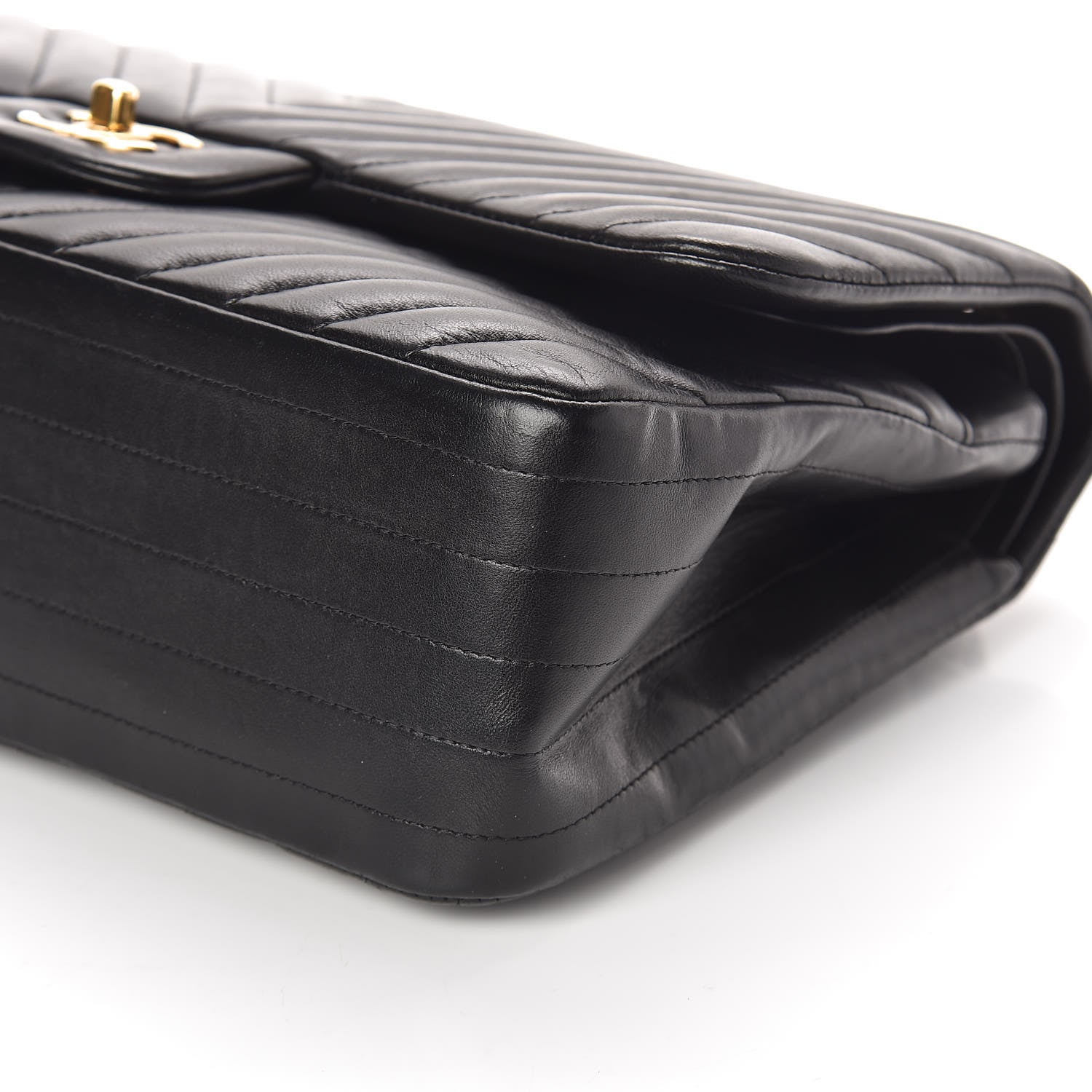 Chanel Lambskin Chevron Quilted Jumbo Double Flap Black 9 of 9