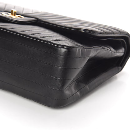 Chanel Lambskin Chevron Quilted Jumbo Double Flap Black 9 of 9