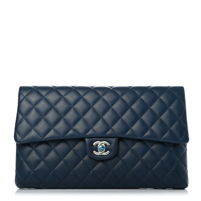 Chanel Lambskin Quilted Clutch Flap Blue 1 of 6