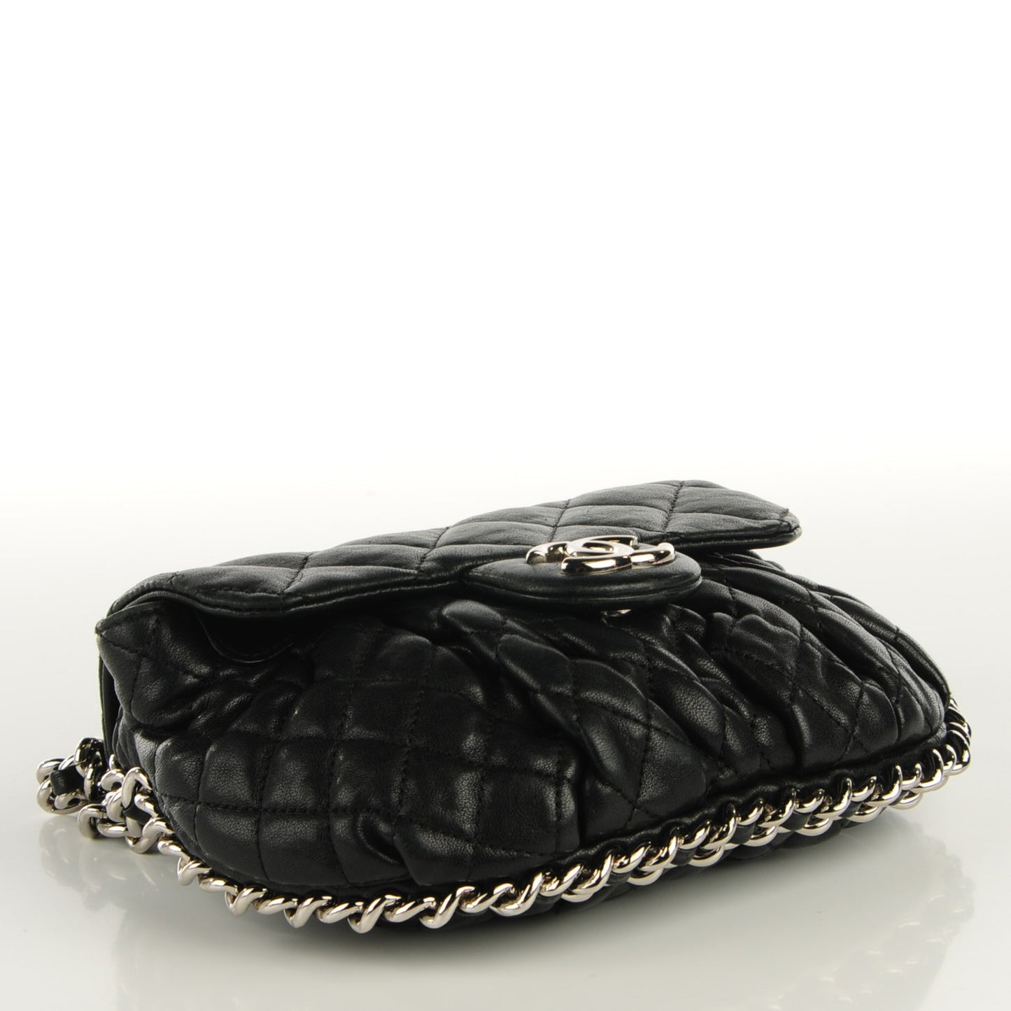 Washed Lambskin Mini Chain Around Messenger Black