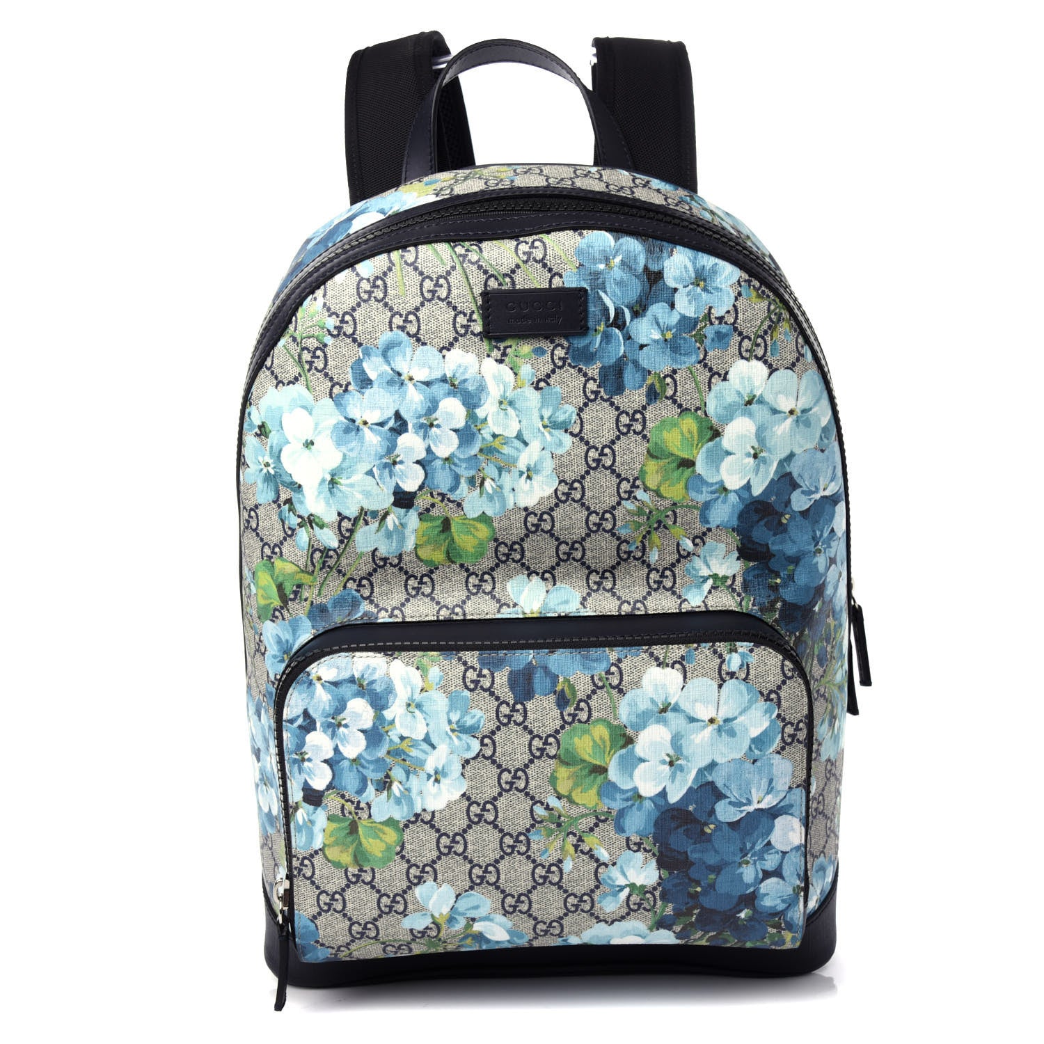 Gucci GG Supreme Monogram Blooms Medium Day Backpack Beige Blue Navy 1 of 9