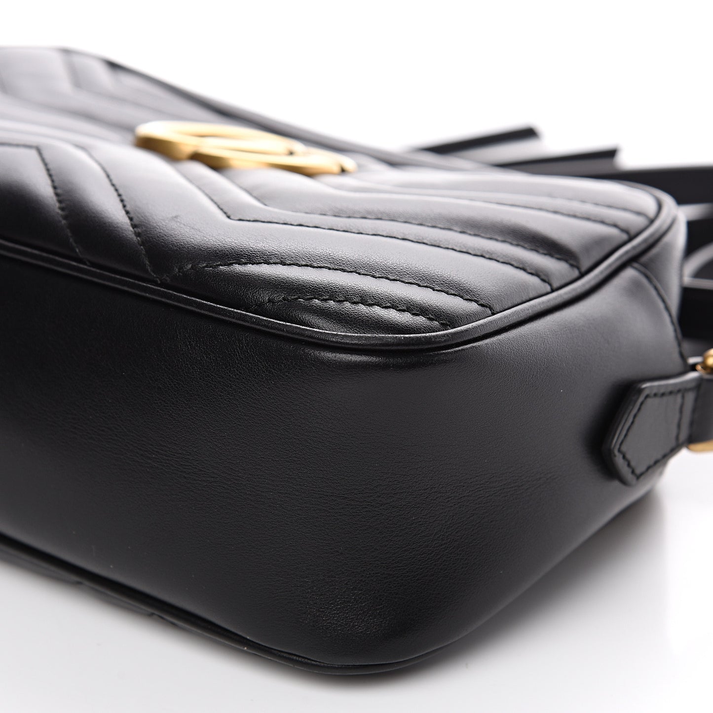 Calfskin Matelasse Small GG Marmont Chain Shoulder Bag Black