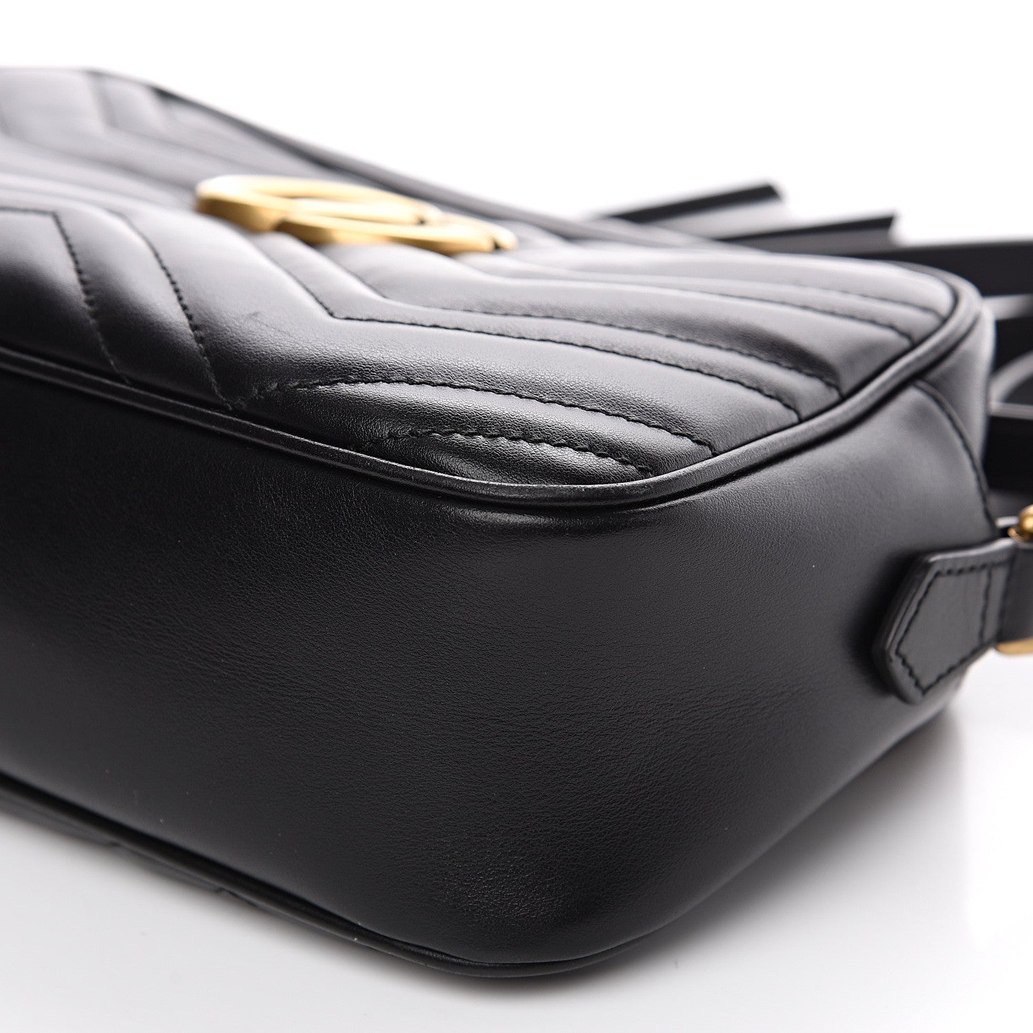 Gucci Calfskin Matelasse Small GG Marmont Chain Shoulder Bag Black 10 of 13