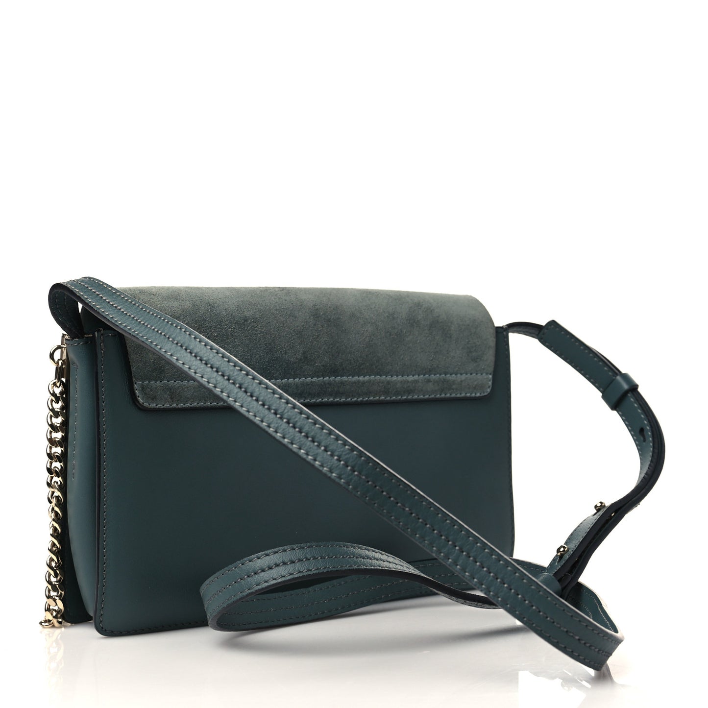 Suede Calfskin Small Faye Shoulder Bag Silver Blue