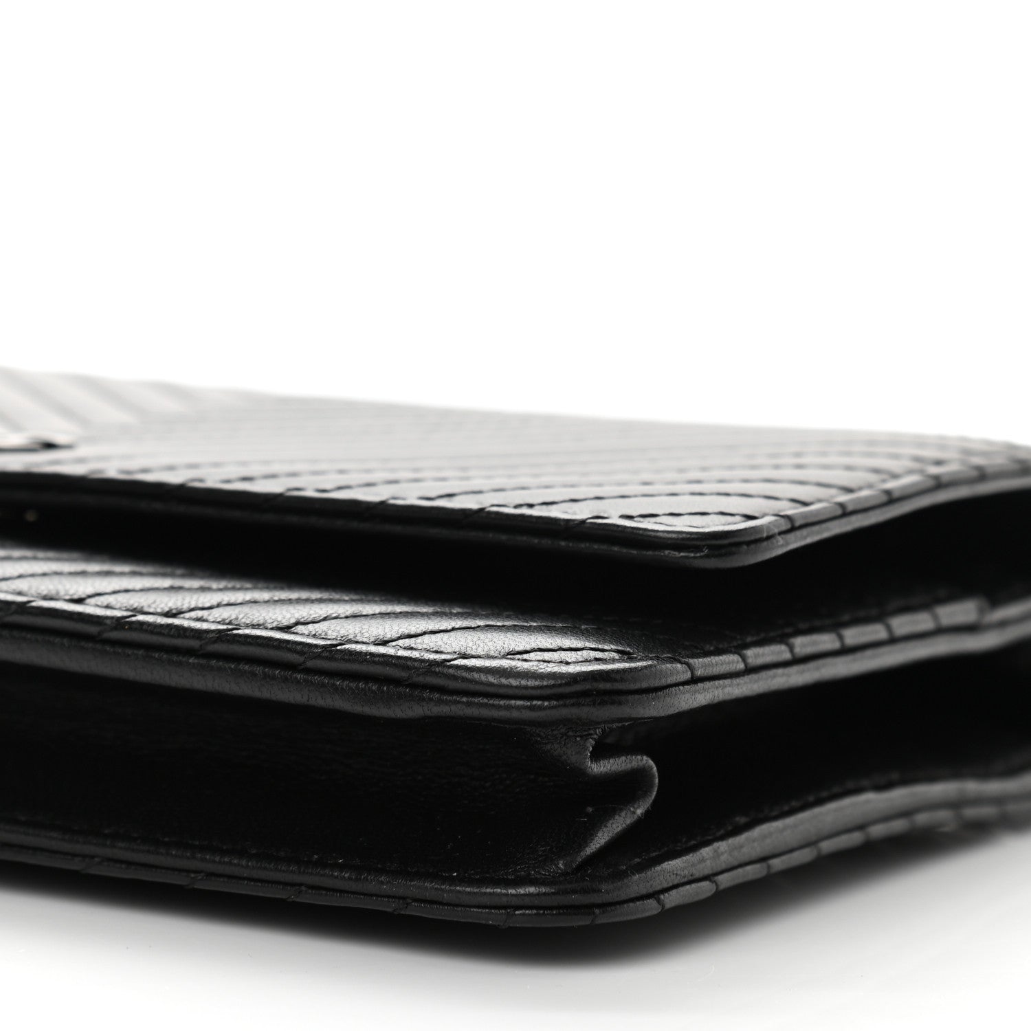 Chanel Lambskin Chevron Quilted Wallet On Chain WOC So Black 11 of 14