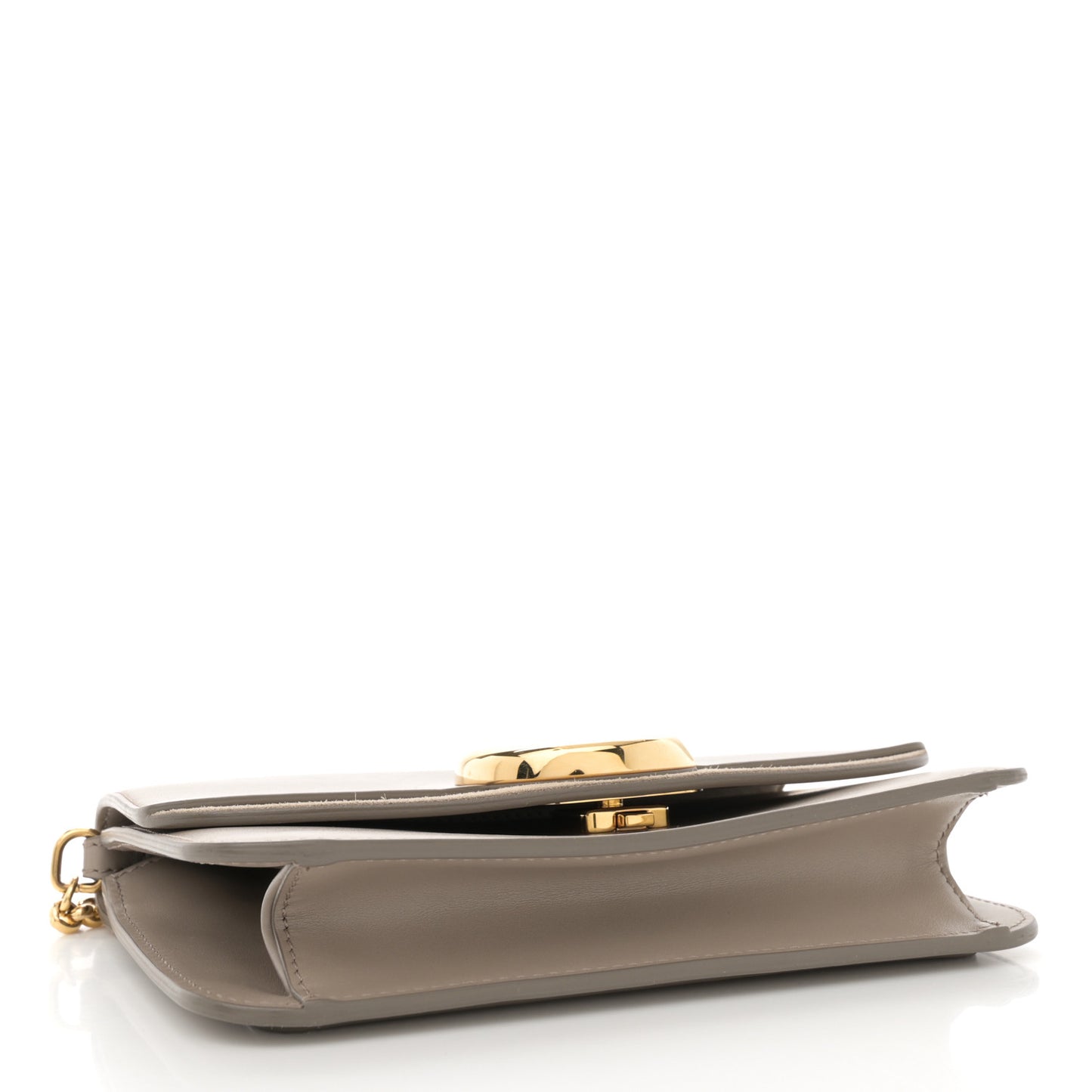 Calfskin Suede C Clutch With Chain Motty Grey