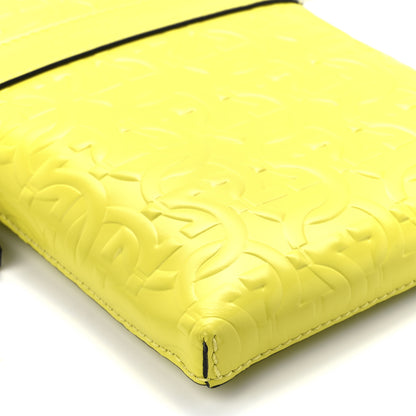 Salvatore Ferragamo Calfskin Gancini Embossed Travel Pouch Neon Yellow 8 of 10