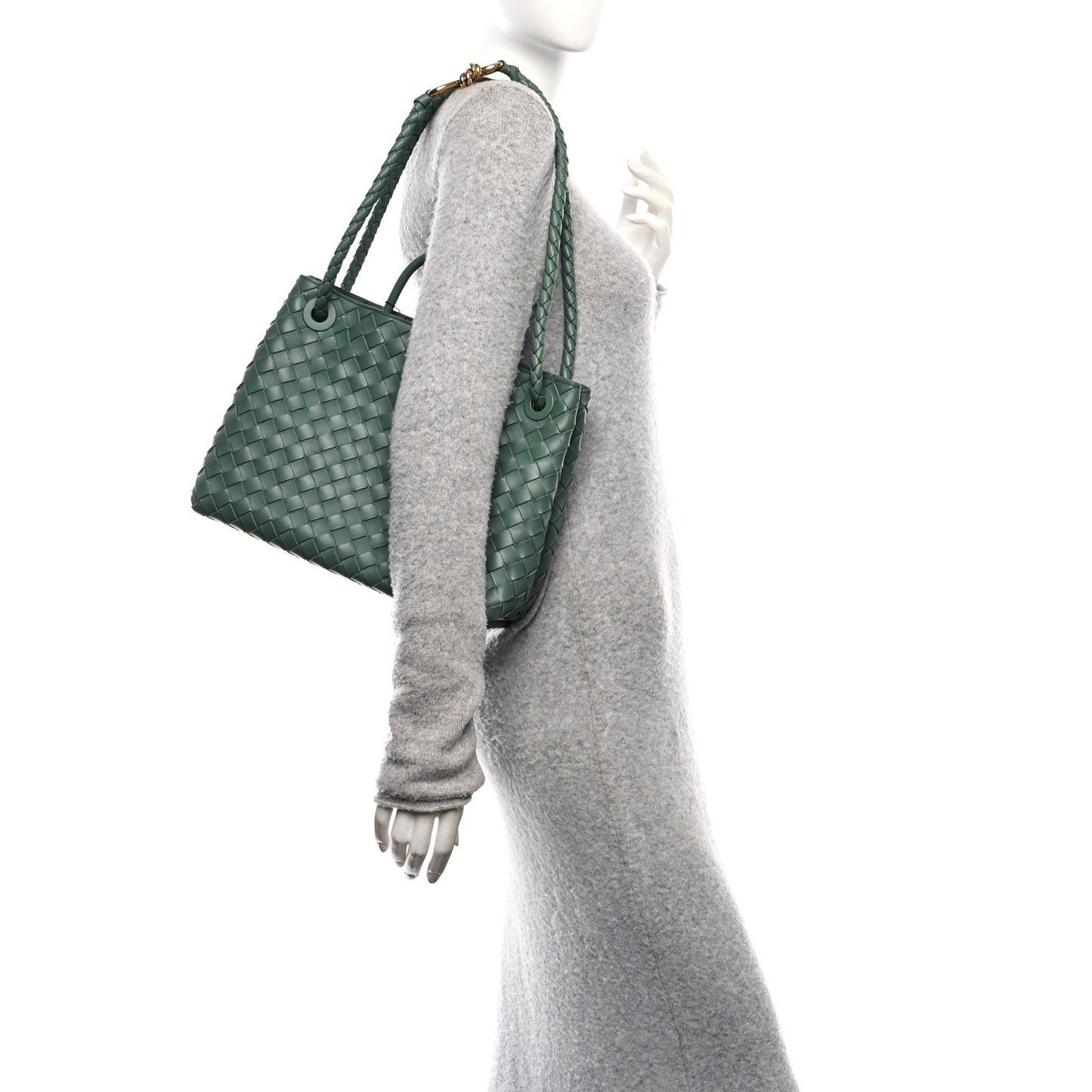 Nappa Intrecciato Medium Andiamo Shoulder Bag Aloe
