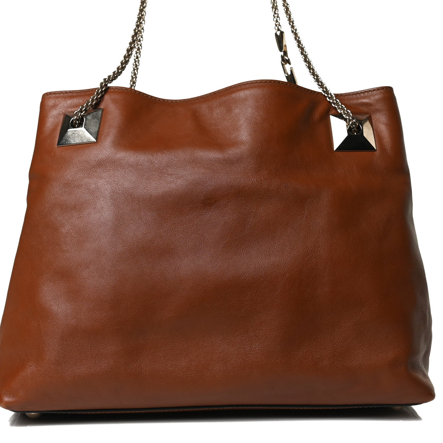 Valentino Garavani Calfskin Macro Rockstud Chain Shoulder Bag Brown 8 of 16