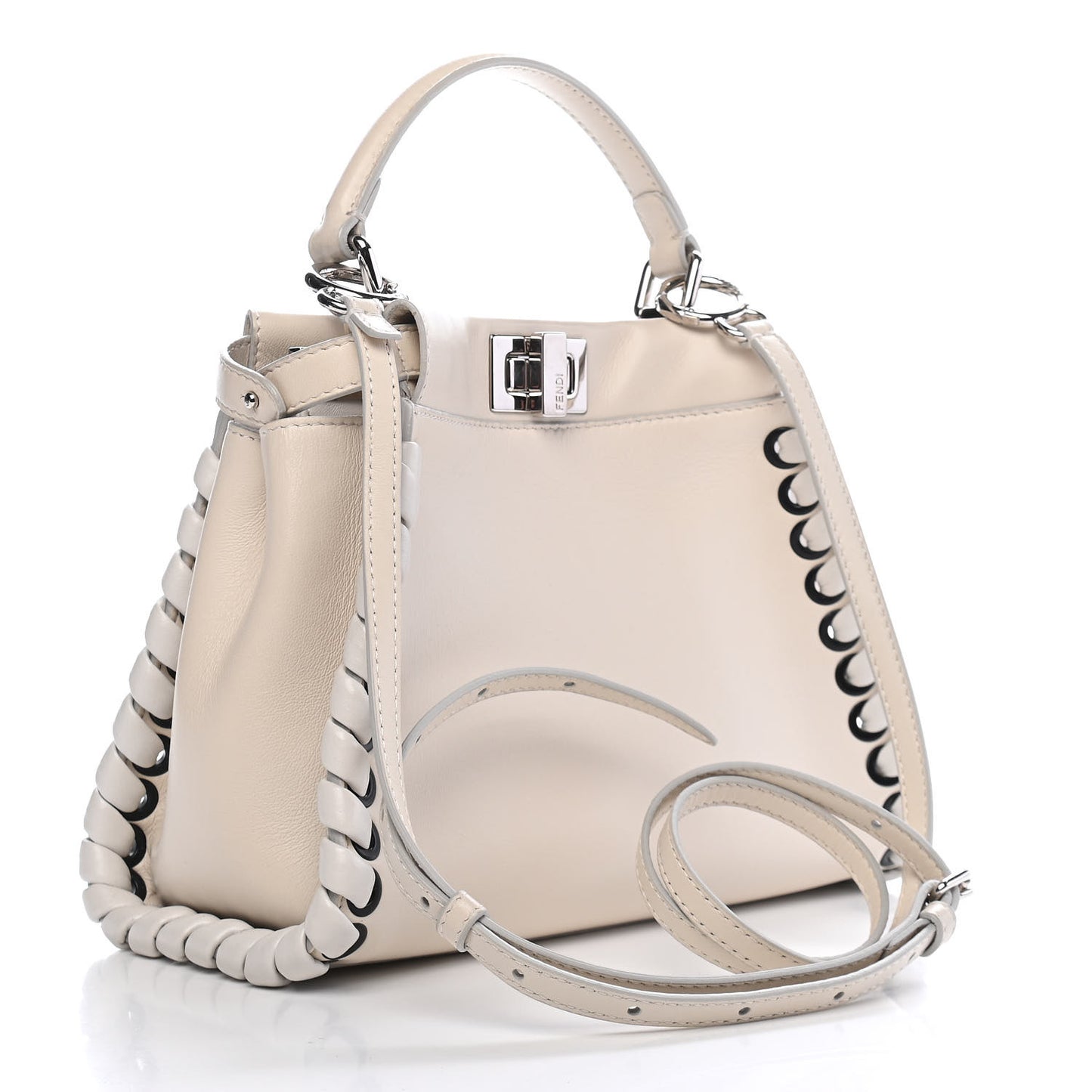 Nappa Lace Up Mini Peekaboo Iconic Satchel Bianco Carta