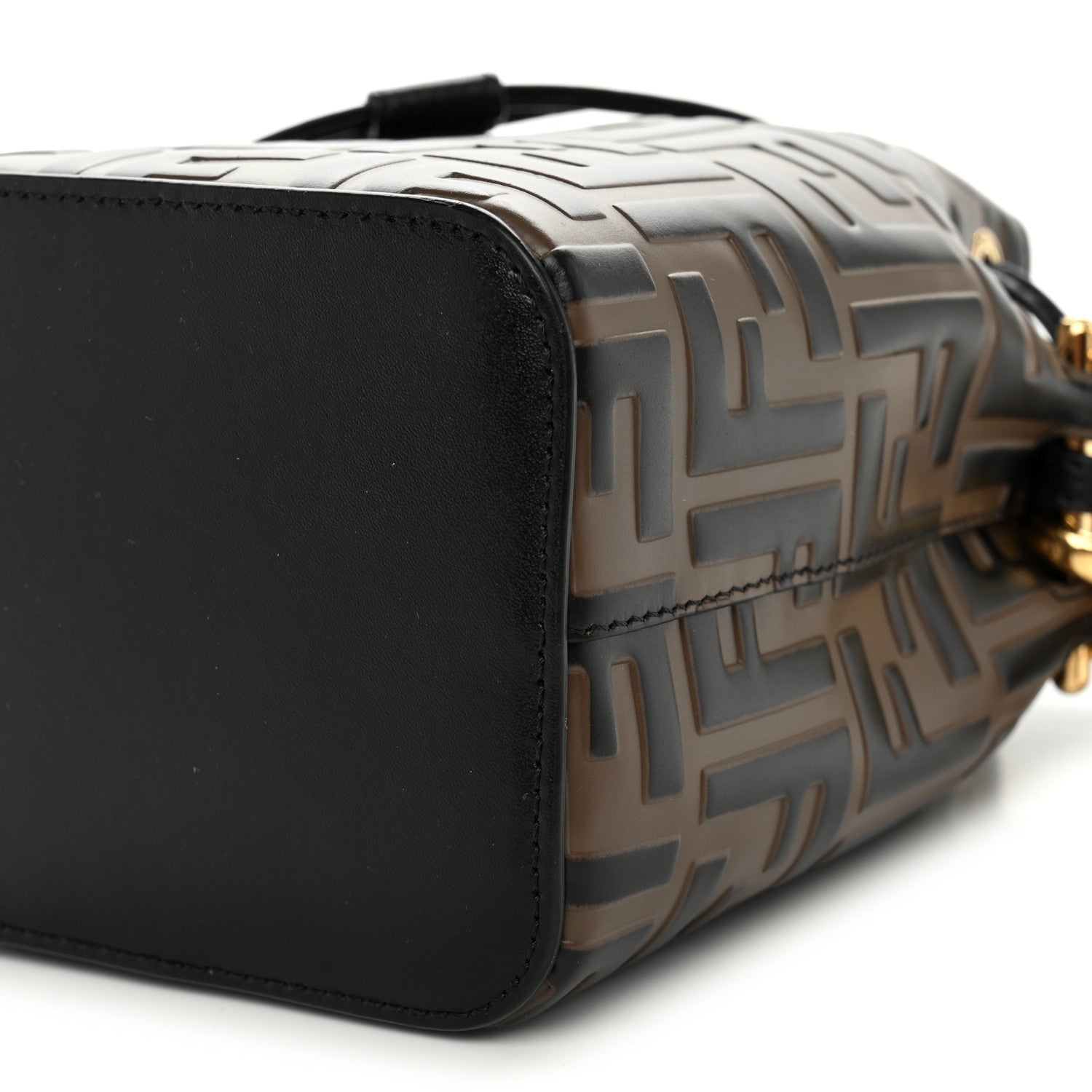 Fendi Vitello Liberty F is Fendi Bi-Color FF 1974 Embossed Mini Mon Tresor Bucket Bag Maya Black 10 of 12