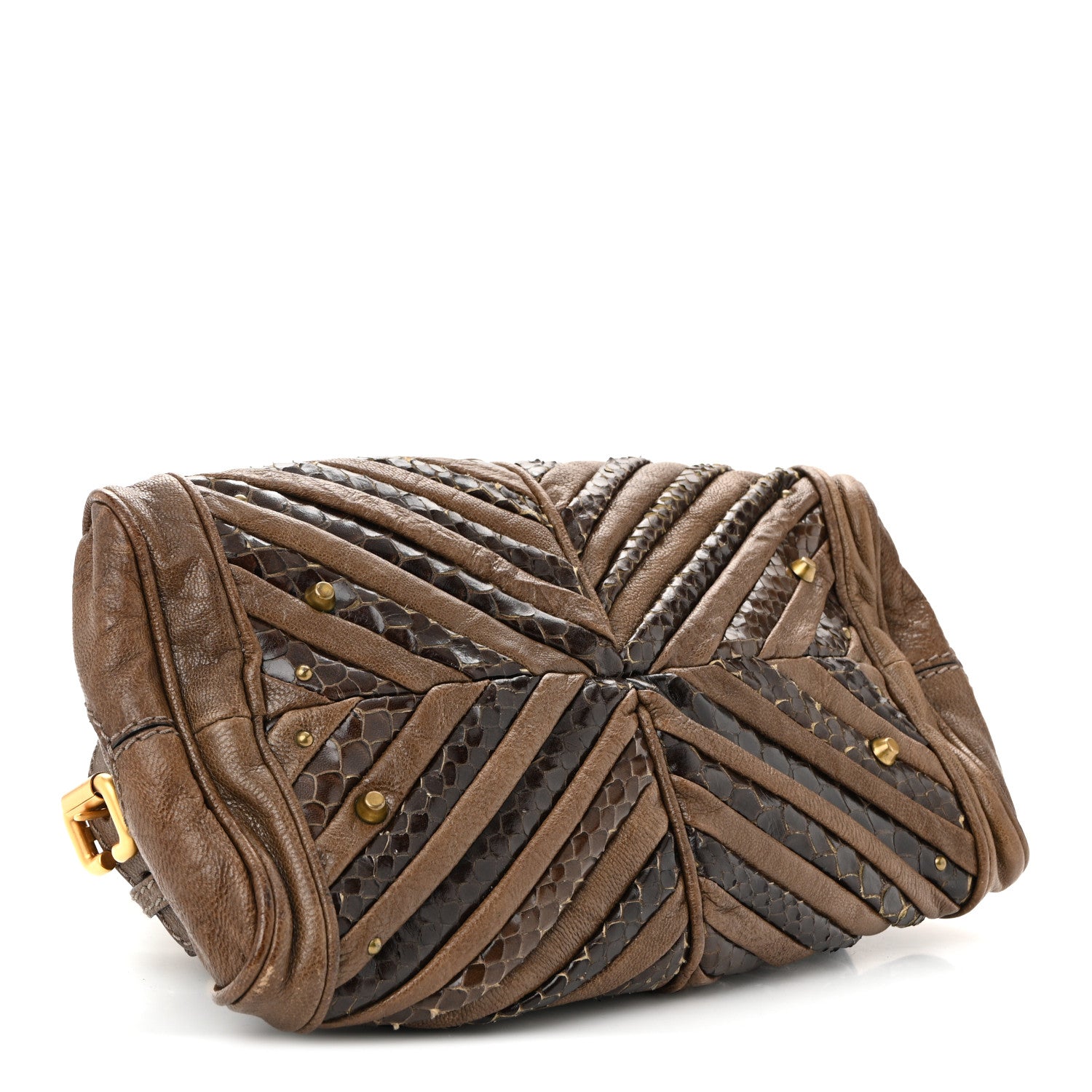 Chloe Snakeskin Grained Calfskin Chevron Paddington Brown 4 of 9