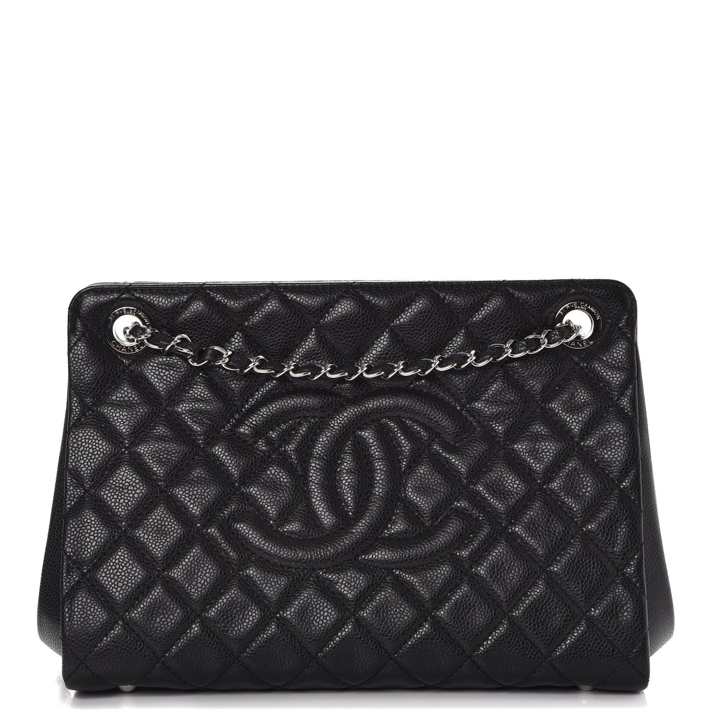 Caviar Quilted Timeless CC Shopping Tote Black