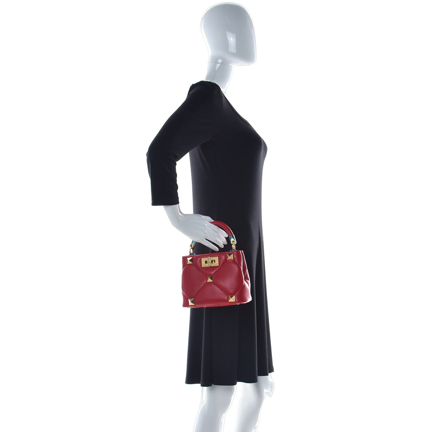 Nappa Mini Roman Stud The Handle Bag Rouge Pur