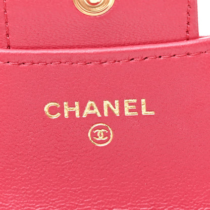 Chanel Lambskin Quilted Top Handle Flap Coin Purse With Chain Dark Pink 6 of 12