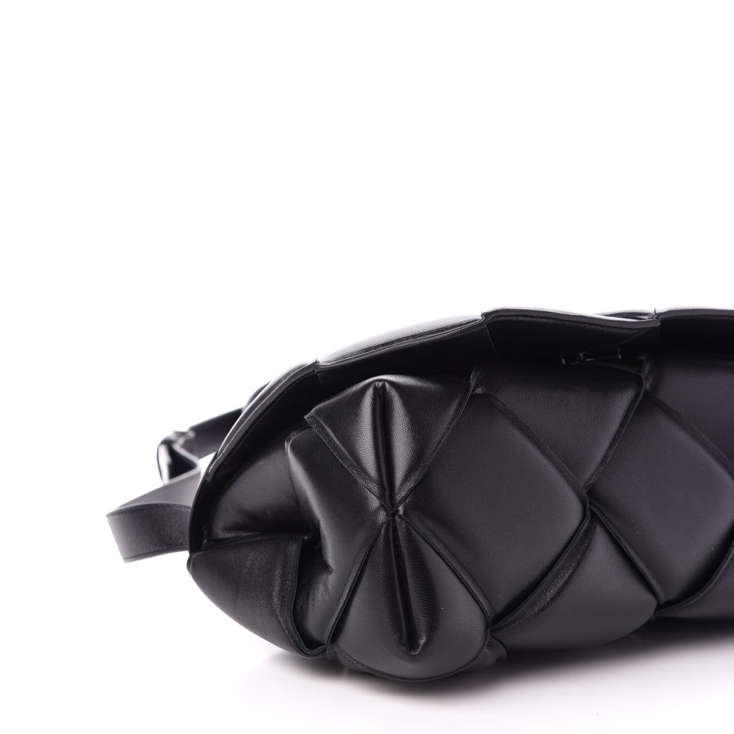 Nappa Intreccio Padded Top Handle Shoulder Bag Black