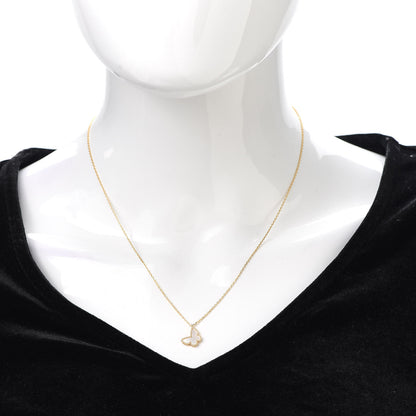 Van Cleef & Arpels 18K Yellow Gold Mother of Pearl Sweet Alhambra Butterfly Pendant Necklace 2 of 8