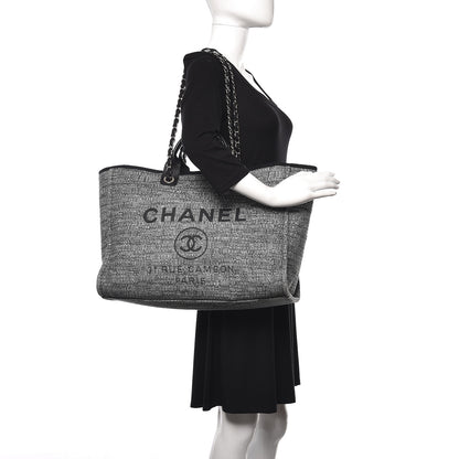 Chanel Canvas Large Deauville Tote Charcoal 2 of 12
