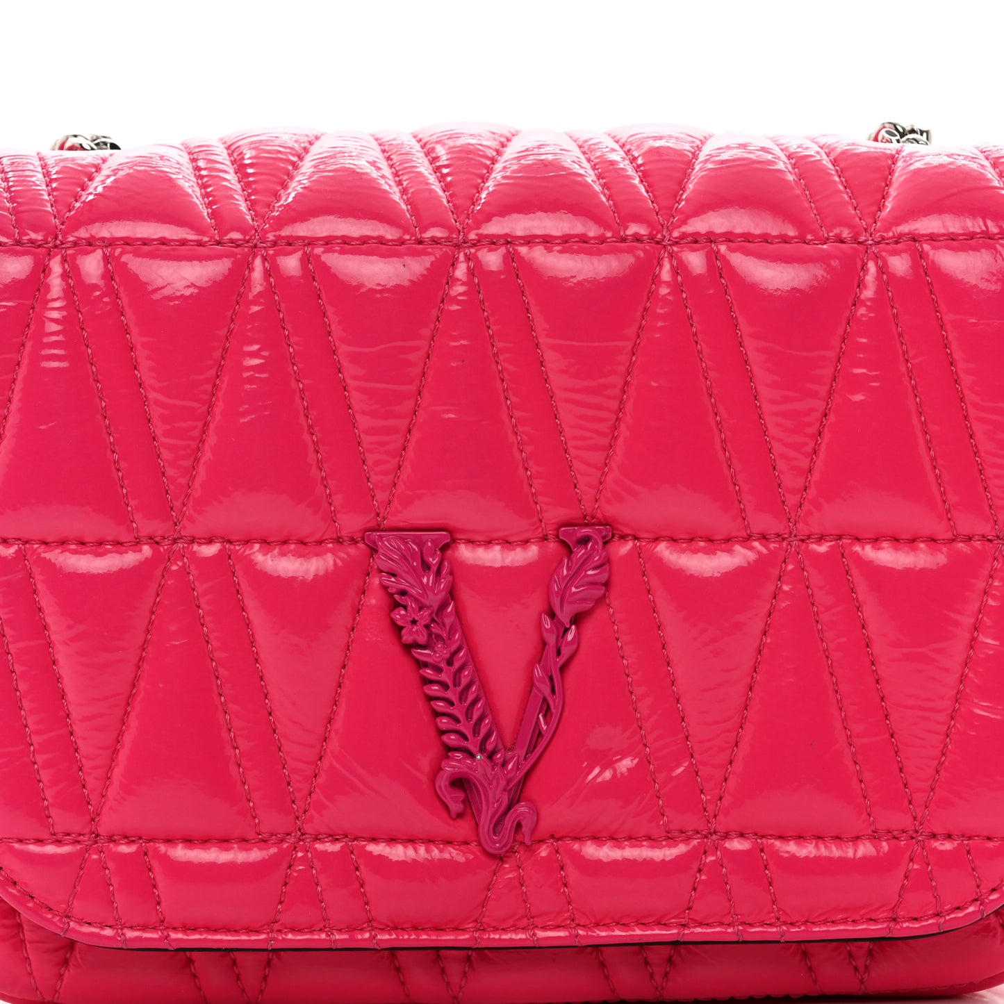 Patent Quilted Virtus Shoulder Bag Pink
