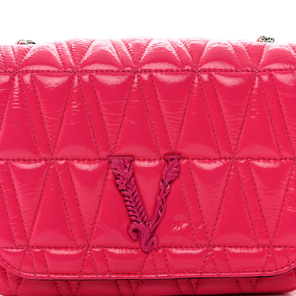 Versace Patent Quilted Virtus Shoulder Bag Pink 5 of 14