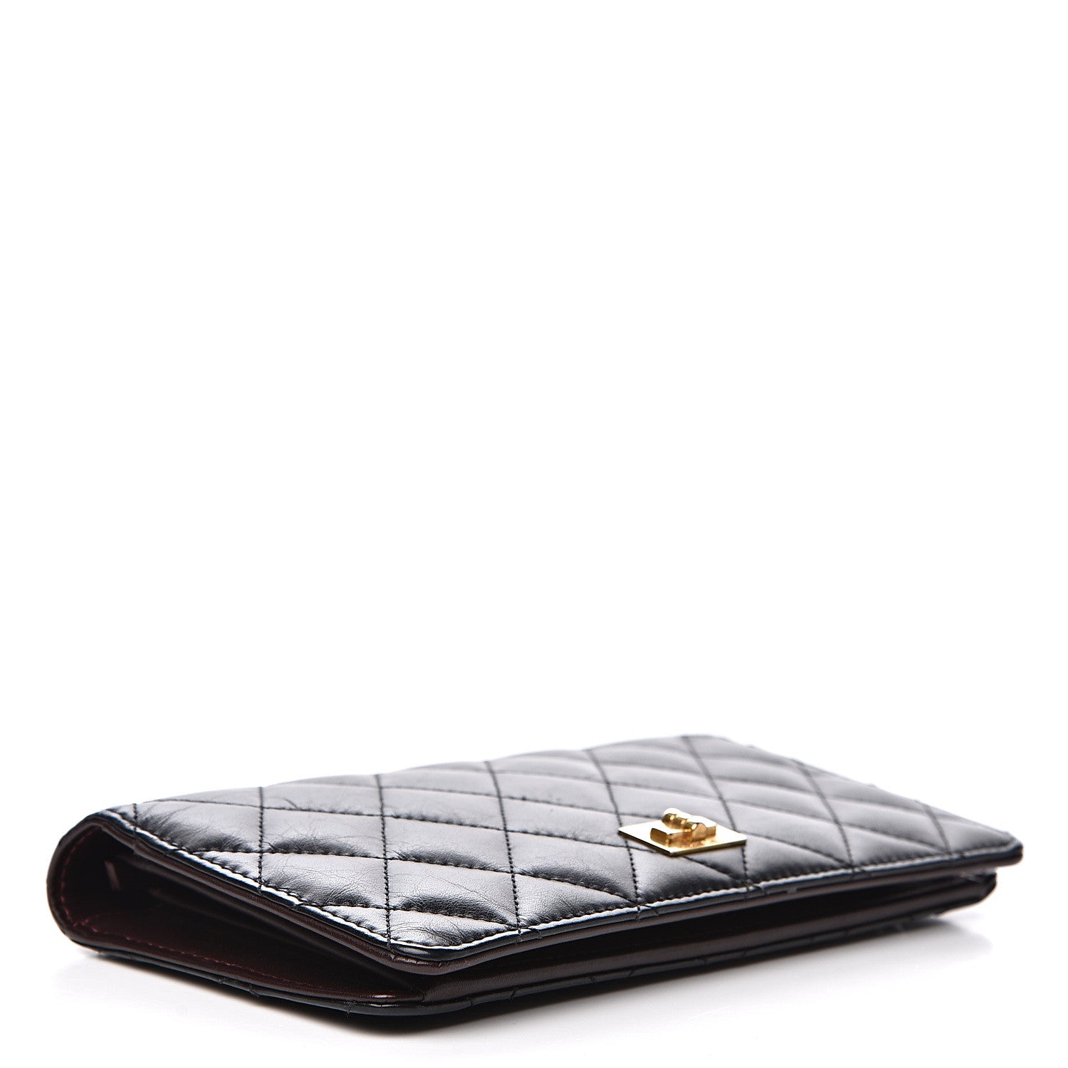 Chanel Aged Calfskin Quilted Reissue Yen Wallet Black 3 of 13