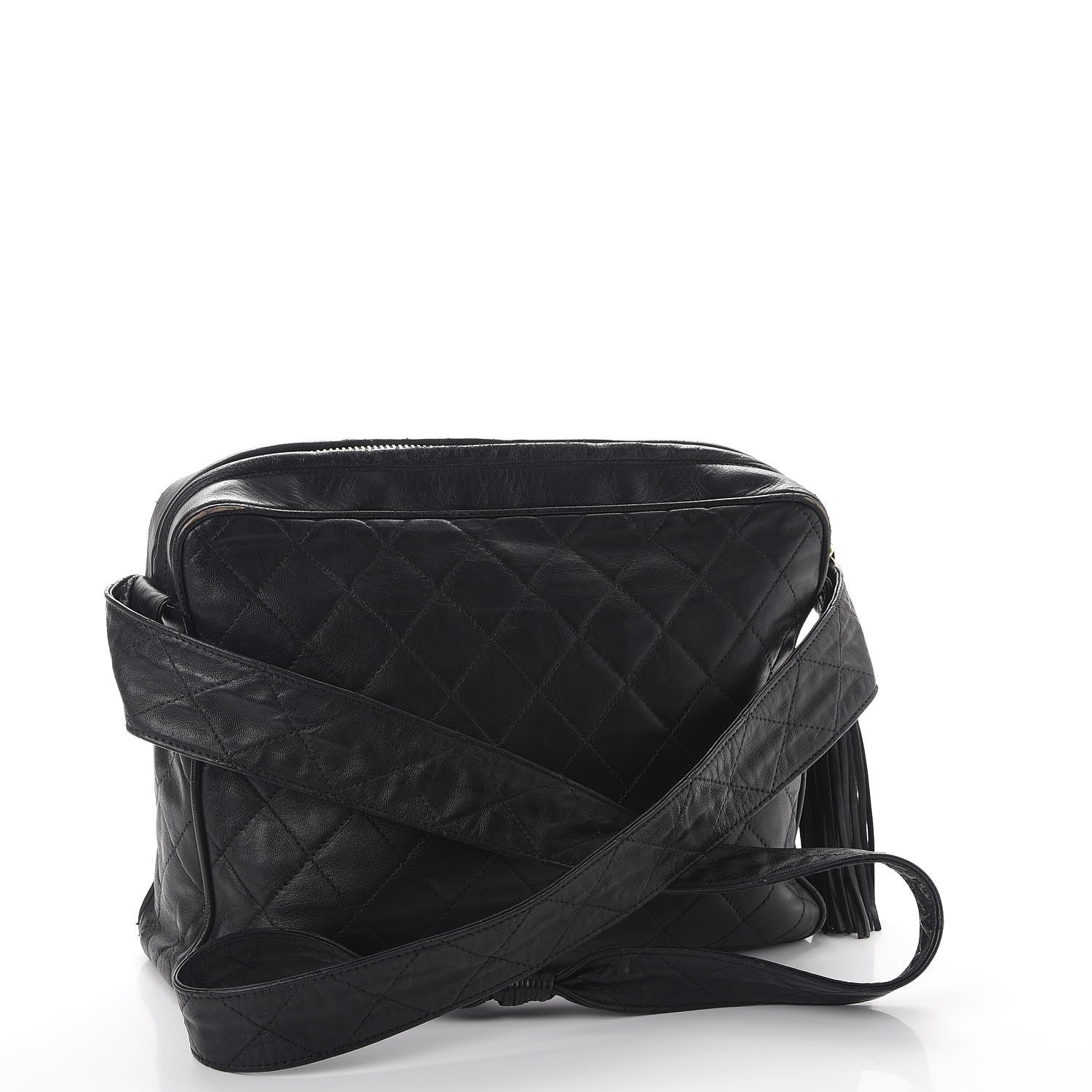 Chanel Lambskin Quilted Tassel Camera Case Black 3 of 12