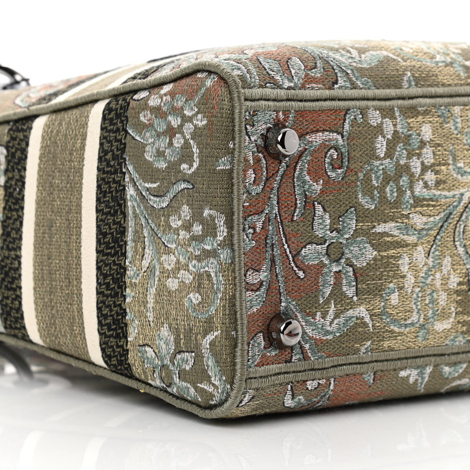 Christian Dior Metallic Canvas Embroidered Floral Medium Lady D-Lite Multicolor 9 of 13