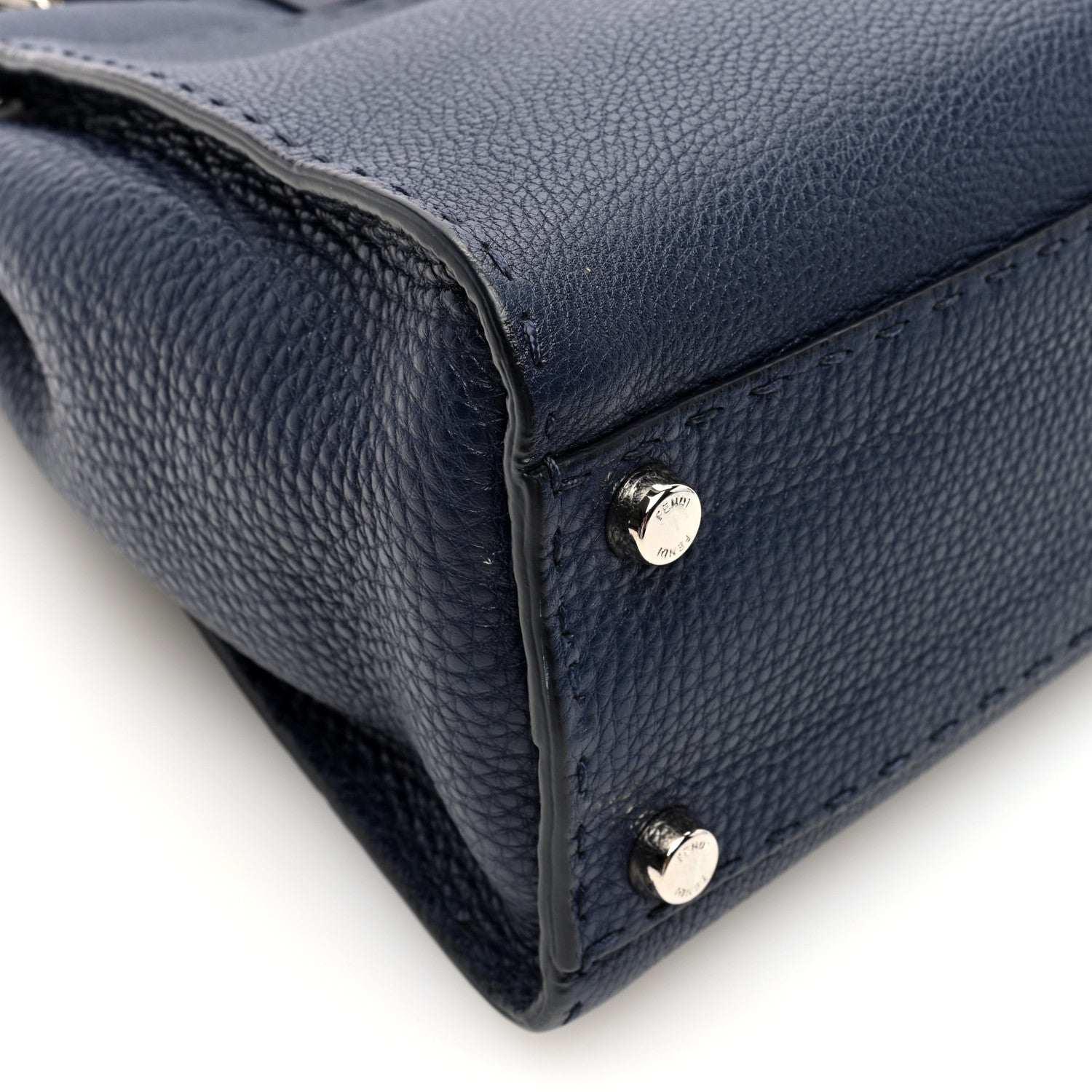 Fendi Cuoio Romano Selleria Medium Peekaboo Iconic Satchel Blue Notte 8 of 9